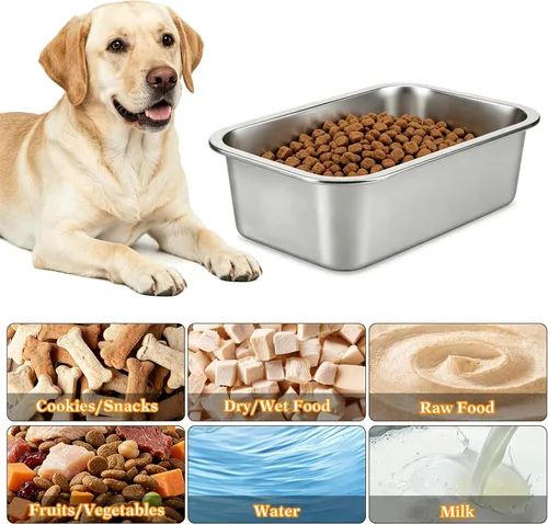 Miniatura 5 de Cuenco de agua grande de acero inoxidable de 1.25 galones, cuenco de agua para perros al aire libre, cuencos metálicos de alta capacidad para perros