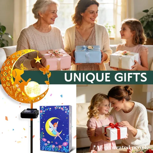 Miniatura 2 de Luces solares decorativas para exteriores, diseño de luna, perro, mariposa, estaca solar, regalos de cumpleaños para mujeres, mamá, abuela