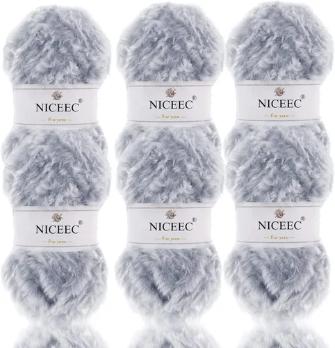 Miniatura 115 de NICEEC Hilo de Pelo Sintético Super Suave, Grueso y Esponjoso, Hilo de Pestañas para Crochet y Tejido (Longitud Total 192m/9.1kg) - Otoño/300g
