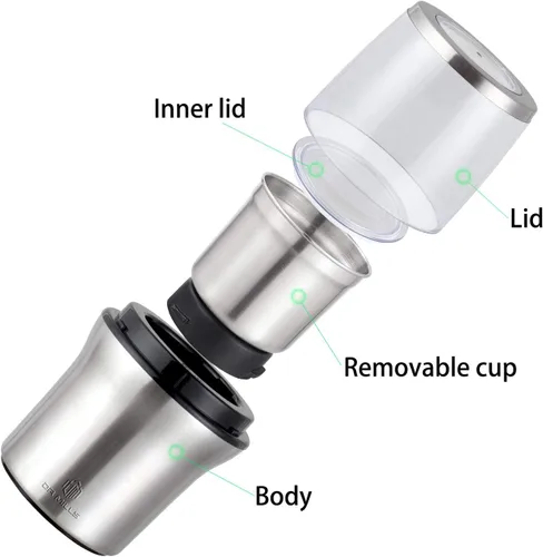 Miniatura 6 de Dr Mills DM-7412M Molinillo eléctrico de acero inoxidable para especias secas y café, 2 en 1 húmedo y seco, tazas extraíbles, apto para lavavajillas