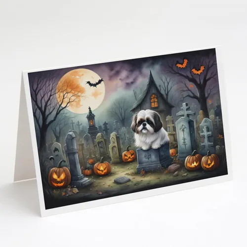 Miniatura 63 de Caroline's Treasures DAC2018GCA7P - Tarjetas de felicitación y sobres de Halloween espeluznantes de Border Collie, paquete de 8 tarjetas en blanco