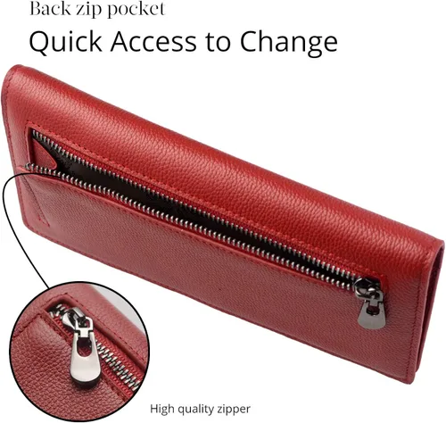 Miniatura 4 de Bveyzi Carteras de cuero ultrafino con bloqueo RFID para tarjetas de crédito carteras de embrague bibledecidas para mujer