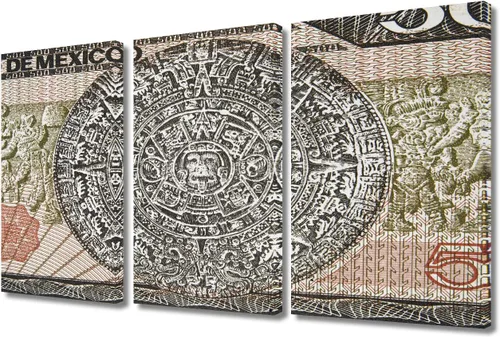 Miniatura 57 de Arte de pared de 3 piezas, pintura en lienzo del Día de los Muertos, Bailarín azteca, impresión sobre lienzo, festival mexicano, obra de arte