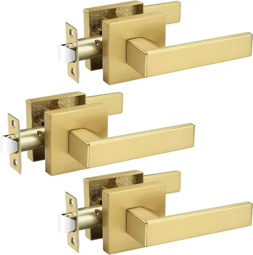 Miniatura 32 de Probrico - Juego de 5 manijas de puerta de paso resistentes para armarios y pasillos, juego de manijas de puerta sin llave de diseño cuadrado Oil