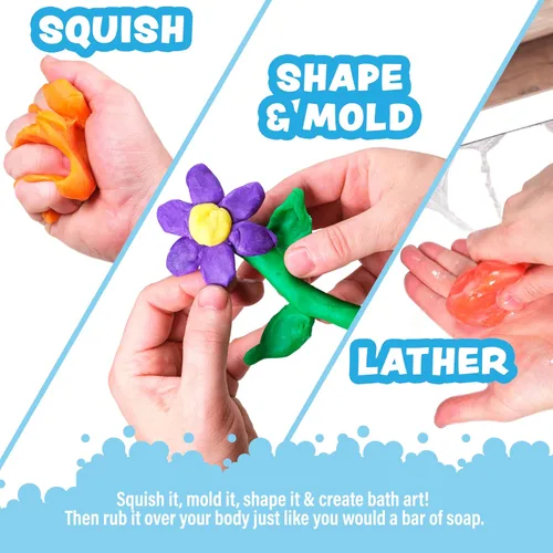 Miniatura 3 de Tub Works® Bath Dough™ Juguete de baño de jabón moldeable para niños, variedad de 6 unidades Forma, moldea y crea arte de bañera con masa jabonosa