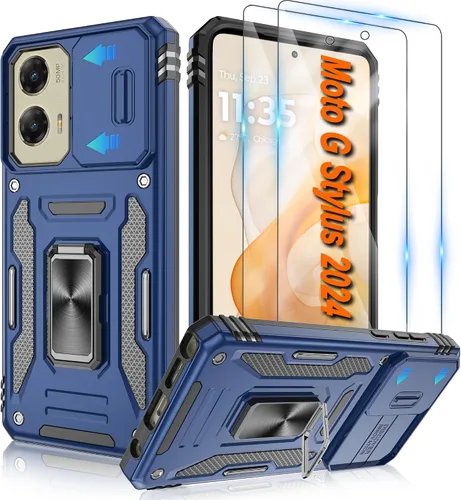Miniatura 19 de Atump Funda para Motorola Moto G Play 2024 (4G) con [paquete de 2] protector de pantalla HD y cubierta para cámara deslizante, soporte de anillo