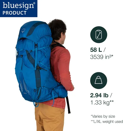 Miniatura 2 de Osprey Exos 58 Mochila de Senderismo Ultraligera para Hombres Gris carbón oscuro
