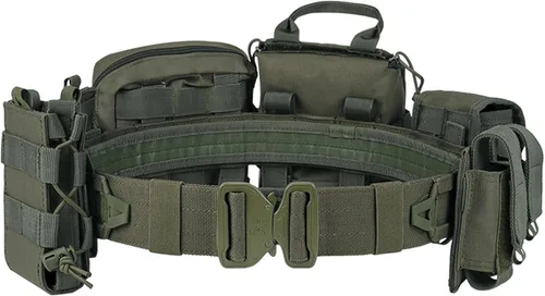 YAKEDA - Cinturones tácticos de batalla 8 en 1, cinturón de caza Molle, cinturón de juego de pesca con bolsas para mayor comodidad y fiabilidad Verde