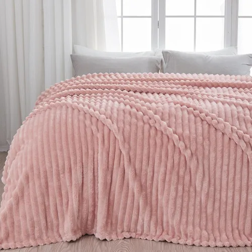 Miniatura 79 de NEWCOSPLAY Manta de Tiro Súper Suave Aqua Franela Sedosa Premium Forro Polar Jacquard Acanalado 3D Ligero Manta de Cama Uso en Todas las Estaciones