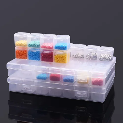 Miniatura 7 de ARTDOT Contenedores de almacenamiento de 56 rejillas para kits de arte de diamante para adultos, 2 paquetes de contenedor portátil de almacenamiento