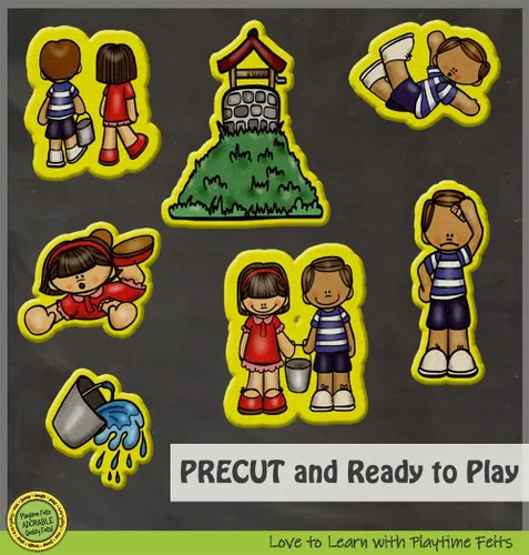 Miniatura 8 de Jack and Jill Nursery Rhyme - Figuras de fieltro 7 adorables piezas de fieltro para tablero de franela. Perfecto para niños pequeños, preescolar