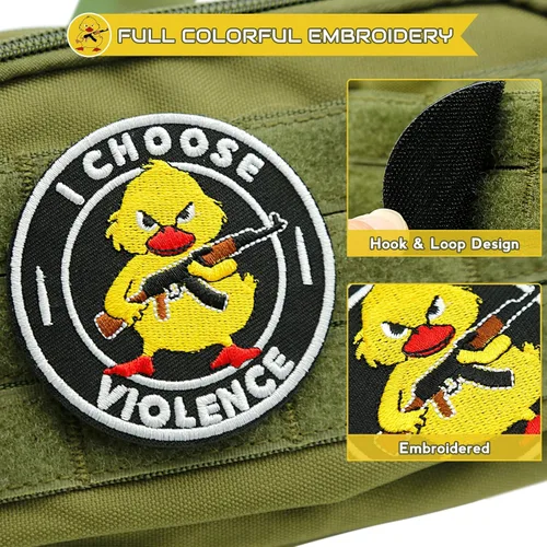 Miniatura 5 de XMJY I Choose Violence Duck Patches, parches bordados de 3 pulgadas de gancho y bucle, apliques divertidos y divertidos para mochilas tácticas