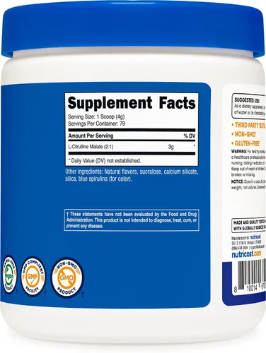 Miniatura 5 de Nutricost L-citrulina malato 2:1 (10.58 oz) (frambuesa azul)