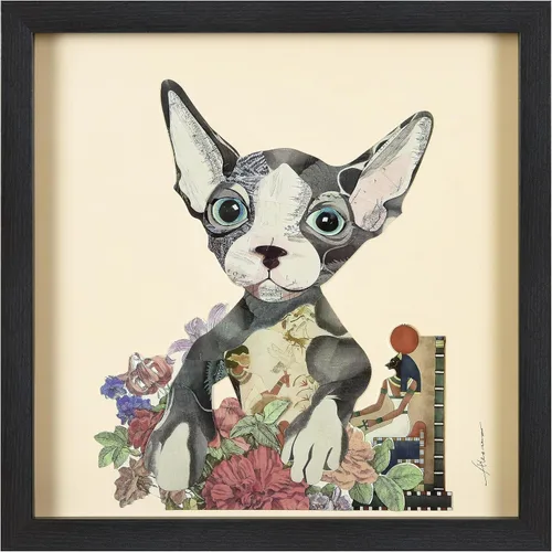 Miniatura 23 de Empire Art Direct Alex Zeng - Papel gráfico enmarcado con collage dimensional de bulldog francés bajo vidrio, listo para colgar, 17 x 17 pulgadas