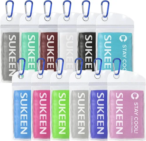 Miniatura 12 de Sukeen Paquete de 8 toallas de enfriamiento (40 x 12 pulgadas), envolturas refrescantes para el cuello, toalla de hielo para climas cálidos, toalla