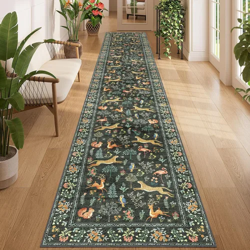 Miniatura 111 de DUKINO Alfombra de área de 6 x 9 pies, alfombra floral para sala de estar, ligera, antideslizante, lavable, alfombra de interior de pelo bajo