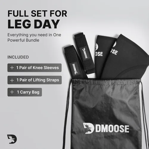 Miniatura 5 de DMoose Fitness Rodilleras para levantamiento de pesas (par) rodilleras de 78 pulgadas para apoyo articular, sentadillas y levantamiento de potencia