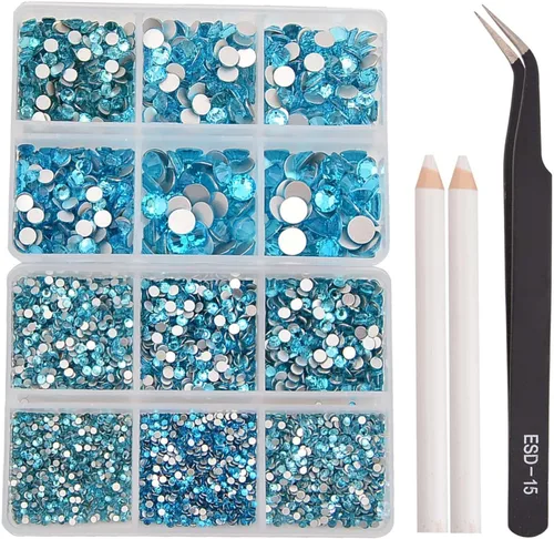 Miniatura 64 de NCB 288 diamantes de imitación de cristal redondos para arte de uñas, con parte trasera plana, para hacer accesorios de bricolaje, zapatos, ropa