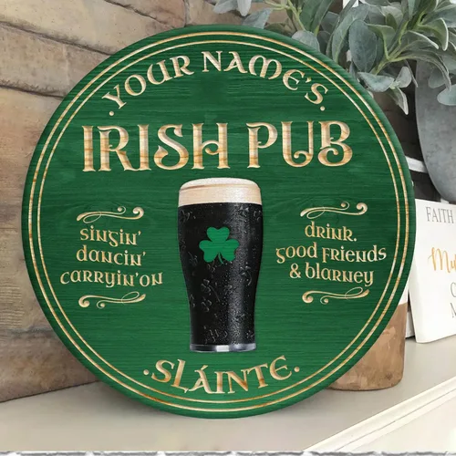 Miniatura 7 de ARTSY WOODSY Letrero de madera de pub irlandés personalizado (no tallado real), decoración del día de San Patricio, accesorios de placa de arte
