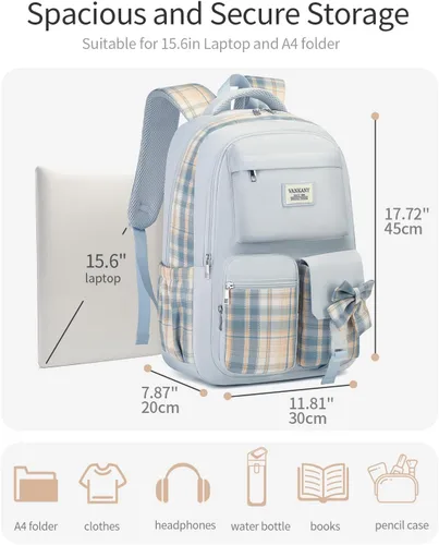 Miniatura 3 de Mochila escolar para niñas adolescentes, bonita bolsa para computadora portátil para escuela secundaria y universidad, mochila estudiantil Morral