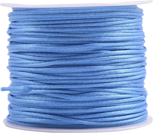 Miniatura 98 de KONMAY 80 Yardas 1.0mm Cordón Rattail de Nylon Satén Seda Trim Hilo para Cuentas para Nudos Chinos, Kumihimo, Trabajo con Cuentas, Macramé, 2-Azul