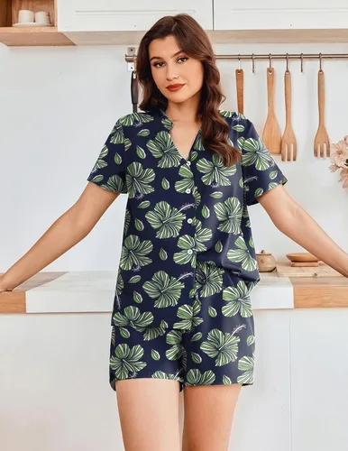 Miniatura 3 de Ekouaer Women Pajamas Set Button Down Printed Pj Lounge Sets Soft Loose Loungewear Sleepwear