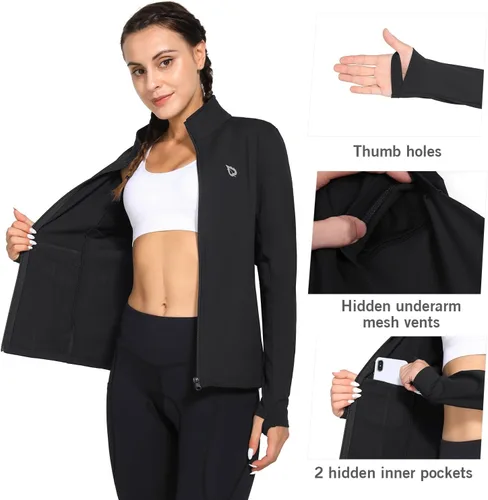Miniatura 5 de baleaf Chaqueta de Running de Forro Polar para Mujer Resistente al Agua con Cremallera Completa Equipo para Clima Frío Invernal Chaquetas Térmicas