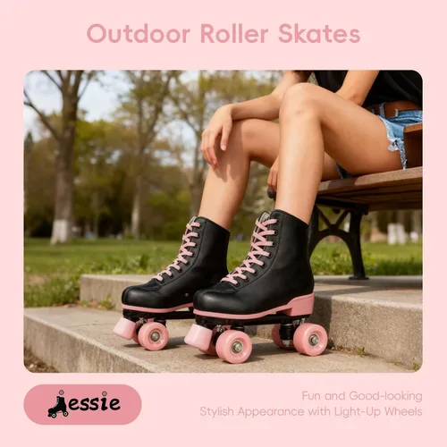 Miniatura 2 de Jessie Patines altos con estampado de cebra para mujeres y hombres, cuatro ruedas brillantes para adultos y jóvenes al aire libre, con bolsa