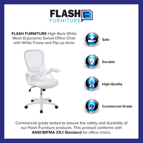 Miniatura 21 de Flash Furniture Porter - Silla de oficina giratoria de respaldo alto con soporte lumbar ajustable y altura, silla de escritorio ergonómica de malla