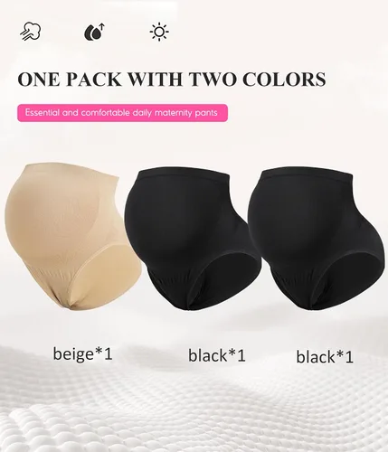 Miniatura 2 de BRABIC Bragas de maternidad sin costuras para mujer, ropa interior de embarazo de cintura alta, ropa interior con soporte para el vientre, paquete