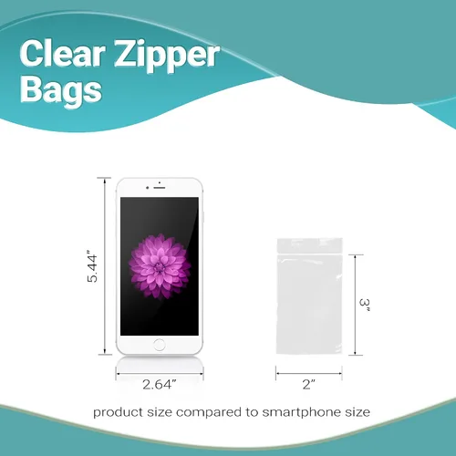 Miniatura 4 de APQ - Bolsas de plástico transparente con cierre de cremallera, 2 x 3 pulgadas. Paquete de 1000 bolsas de plástico con cierre de cremallera. Bolsas