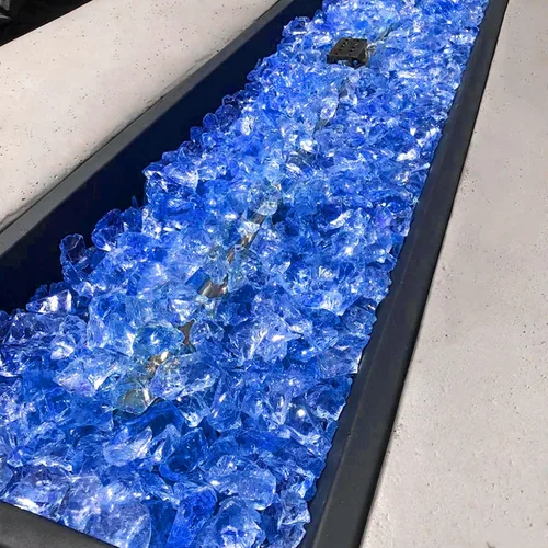 Miniatura 4 de GRISUN Vidrio de fuego azul océano Pacífico para hoguera, 10 libras 1/2 pulgada rocas de vidrio templado para chimenea natural o propano, seguro