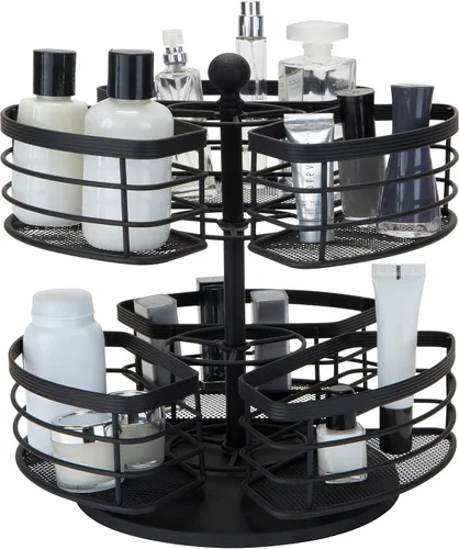 Miniatura 4 de Bath Bliss Organizador de almacenamiento de tocador de carrusel de 2 niveles, debajo del gabinete, tocador, bueno para cosméticos, joyas y artículos