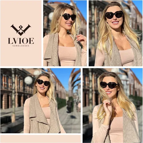 Miniatura 3 de LVIOE Lentes de sol de corazón para mujer, lentes de sol polarizados en forma de corazón con protección UV estilo corazón retro para ir de compras