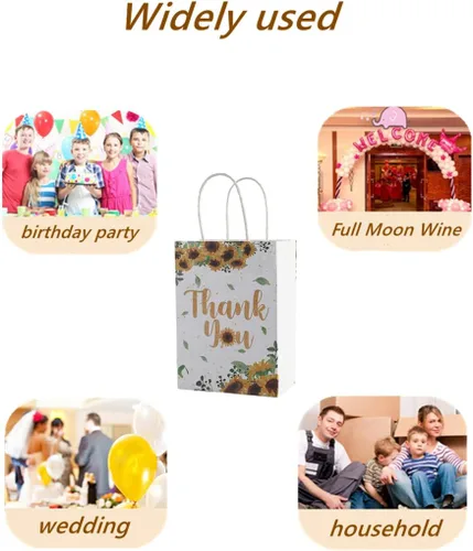 Miniatura 2 de JOSON Bolsa de regalo de papel de 15 piezas con diseño de flores de girasol con asa para baby shower, fiesta de vacaciones, boda, fiesta