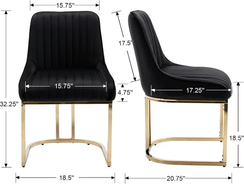 Miniatura 2 de EALSON Sillas tapizadas de terciopelo para comedor, juego de 2 sillas modernas de acento para el comedor con base dorada de metal, sillas cómodas