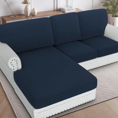 Miniatura 18 de H.VERSAILTEX Fundas para sofá seccional, 4 piezas, fundas de cojín de asiento de sofá en forma de L, fundas de cojín separadas para chaise longue