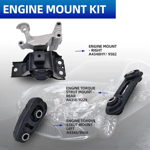 Miniatura 3 de Juego de soporte de motor de motor – Compatible con Nissan Sentra 2.0L 2007 2008 2009 2010 2011 2012 2.0L 3 piezas, A4318 A4345 A4348HY