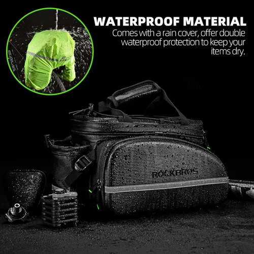 Miniatura 4 de ROCKBROS - Bolsa de maletero para bicicleta, impermeable, de cuero de carbono, para el asiento trasero, alforja, bolso de mano