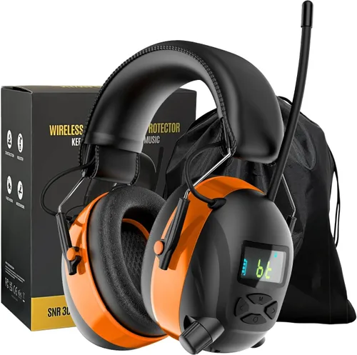 Miniatura 8 de Bluetooth 6.0 AM/FM Hearing Protection, Radio Headphones with Digital Display, 30 SNR Noise Reduction Safety Earmuffs with Rechargeable 2000 mAh