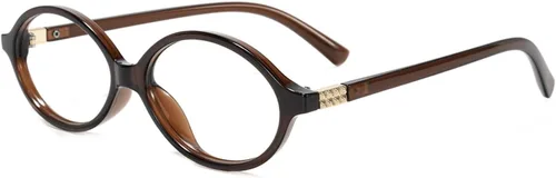 Miniatura 24 de Slocyclub - Lentes de bloqueo de luz azul de moda ovaladas para mujeres y hombres, anteojos vintage con armazón pequeño ovalado retro, Whiskey