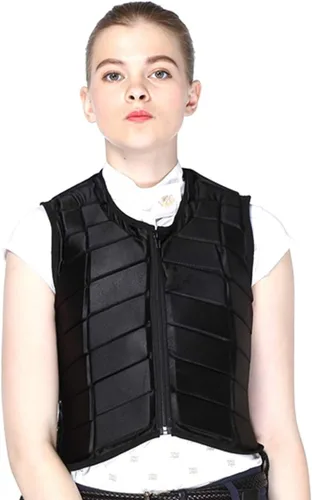 Miniatura 4 de Chaleco ecuestre de seguridad profesional EVA acolchado equitación chaleco unisex negro cremallera protector engranaje chaleco