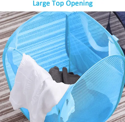 Miniatura 3 de Larpur Paquete de 2 cestas plegables para la ropa sucia, cestas de malla portátiles para la habitación de los niños, dormitorio universitario, baño