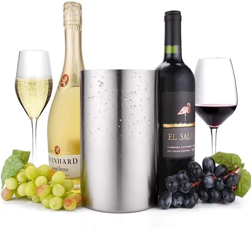 Miniatura 2 de Jolitac Cubo enfriador de vino, cubo enfriador de vino de doble pared de acero inoxidable, mantiene el frío durante horas, enfriador de botellas