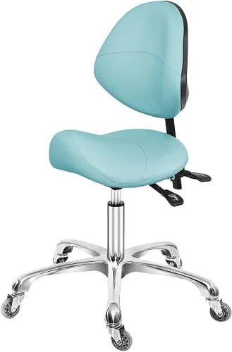 Miniatura 10 de Taburete higienista dental con soporte de espalda, taburete de silla de montar esteticista rodante para salón de pestañas, tienda de tatuajes, spa