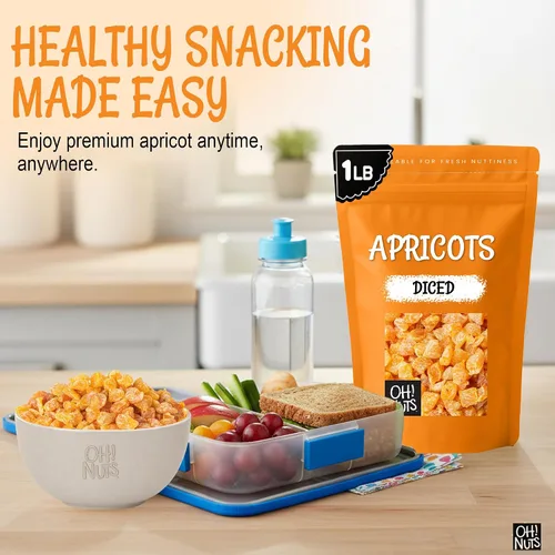 Miniatura 4 de Oh! Nuts Albaricoque seco – 1 libra – Frutas secas en cubitos – Sin azúcar añadido – Bocados de frutas deshidratados – Empaquetado en bolsa