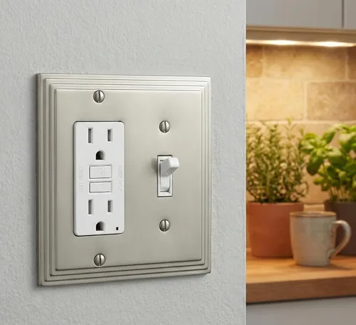 Miniatura 3 de Cosmas 25077-SN Níquel satinado Single Toggle/GFI Decora Rocker Combo Interruptor de pared Placa de interruptor de pared Cubierta