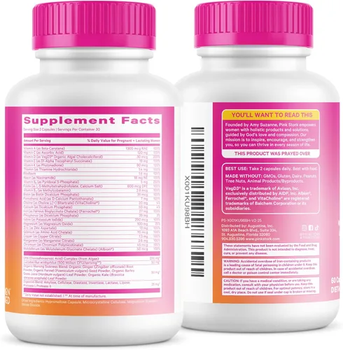 Miniatura 9 de Pink Stork Premium Prenatal: vitaminas prenatales naturales + ingredientes orgánicos de alimentos integrales + folato + vitamina A + vitamina C +