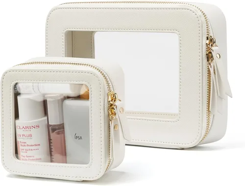 Miniatura 14 de Bolsa de maquillaje transparente Popvibe, estuche de cosméticos de viaje con cremallera, bolsa de aseo transparente con cremallera, organizador Malva