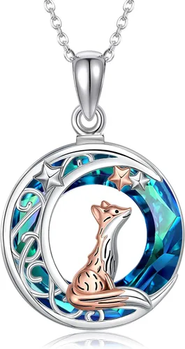 CUPENDA Collar de plata de ley con colgante de zorroserpienteunicorniobúho en la lunaconejocaballo, joyería de regalo para mujeres, mamá, hermana